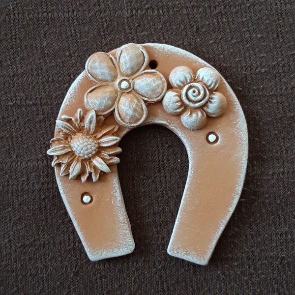 Keramická podkova s kvetmi keramika handmade