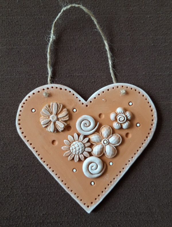 Keramické srdce kvety keramika handmade