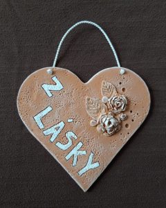 Keramické srdce s kvetmi keramika handmade