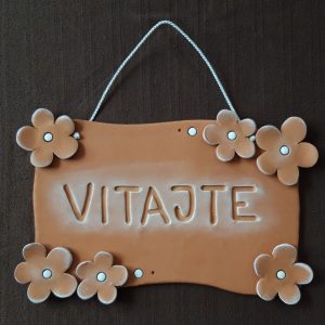 Keramická tabuľka vitajte s kvietkami handmade keramika