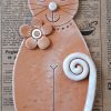 Keramická mačka prírodný kvet keramika handmade