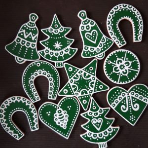 Keramické medovníky zelené vianočné ozdoby