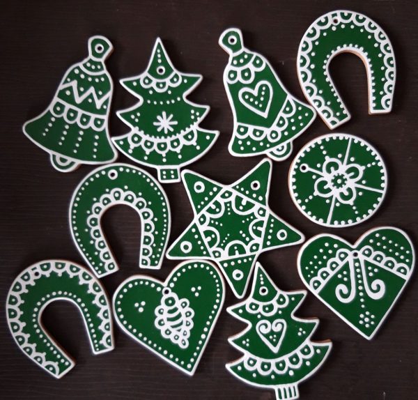 Keramické medovníky zelené vianočné ozdoby