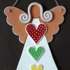 Keramický anjel farebné srdiečka handmade keramika